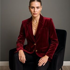 Calvin Klein Burgundy Velvet Blazer
